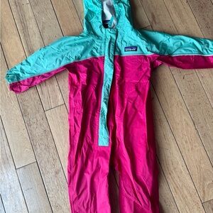 Patagonia Pink and Green rain suite